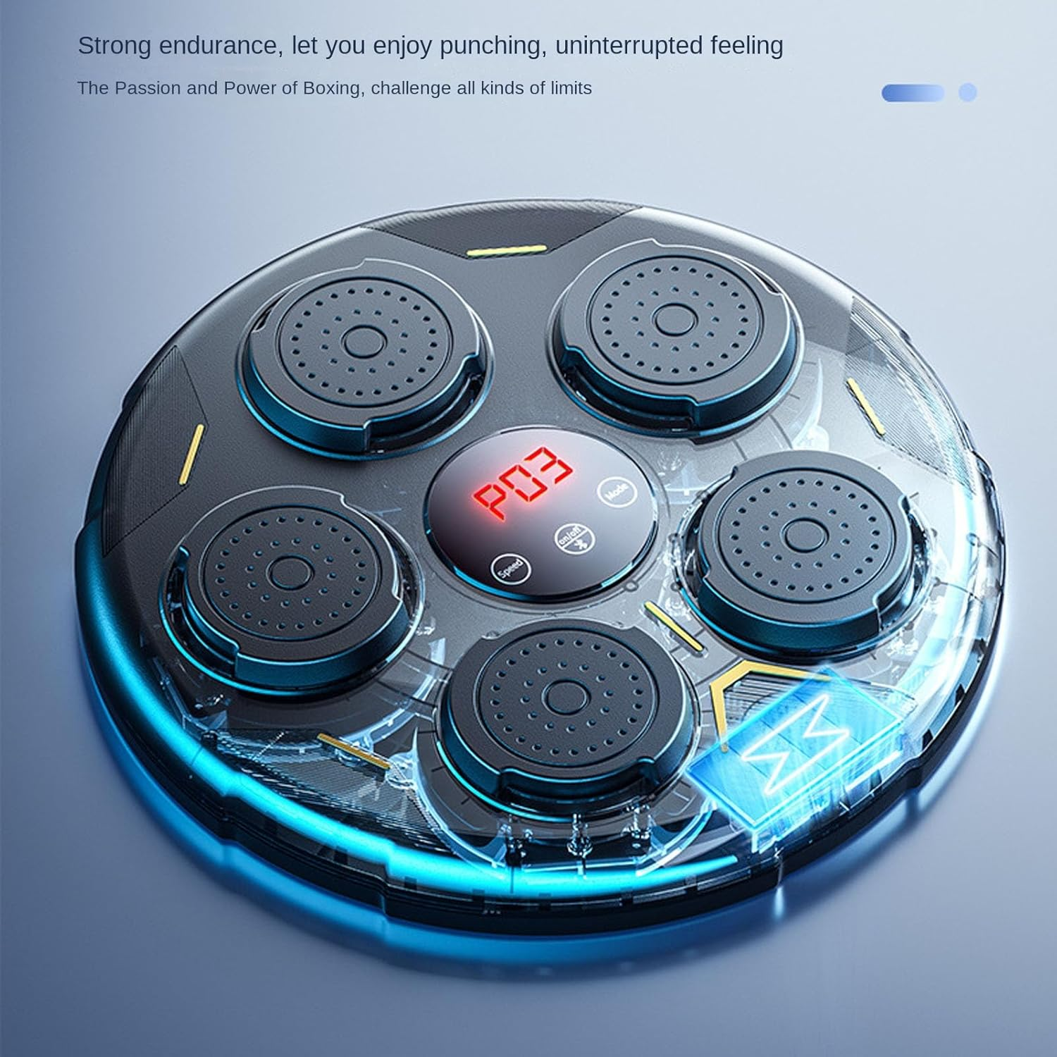 Music Boxing Machine with Glove, Bluetooth Smart Training Equipment, Wall Mounted Focus Agility Digital Target Punching Pads Suitable for Kids