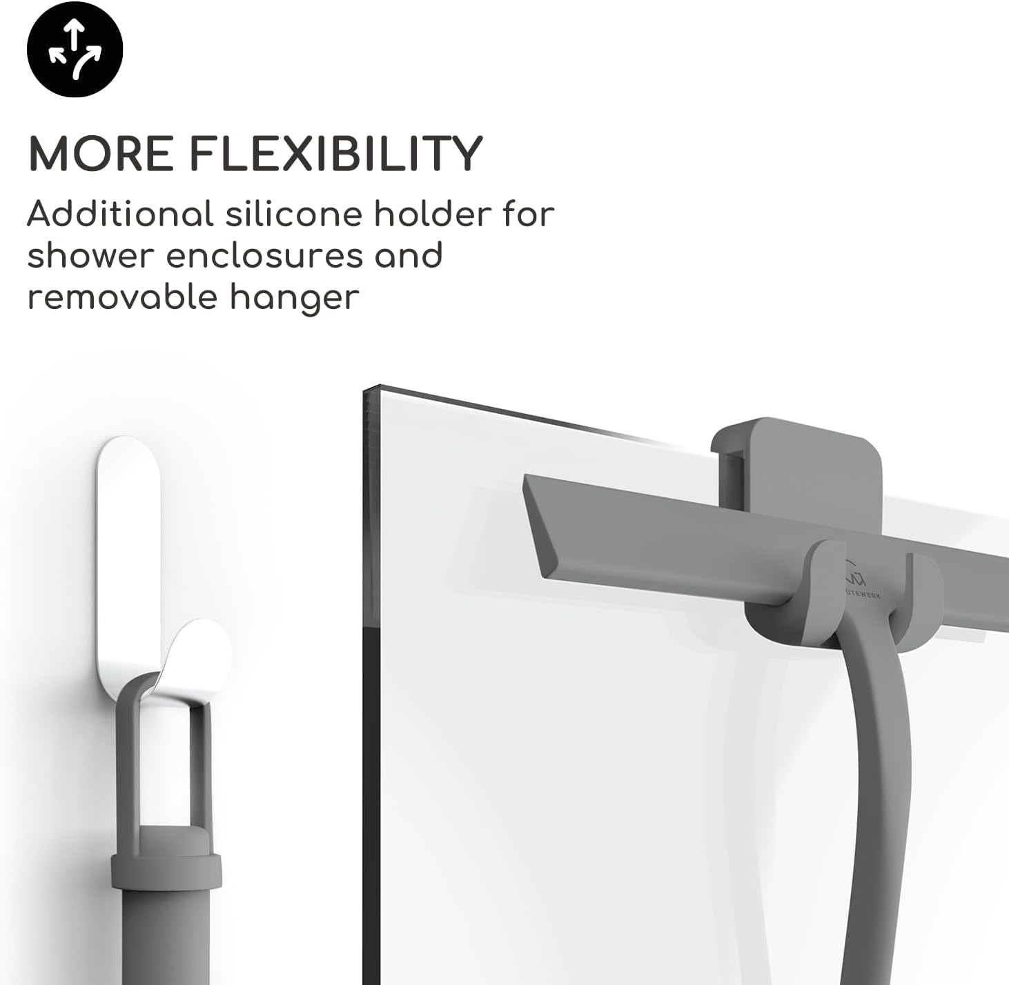 G&Uuml;TEWERK Shower Squeegee for Glass Doors and Windows - 9 Inch Grey Rubber Blade for Cleaning image number 4