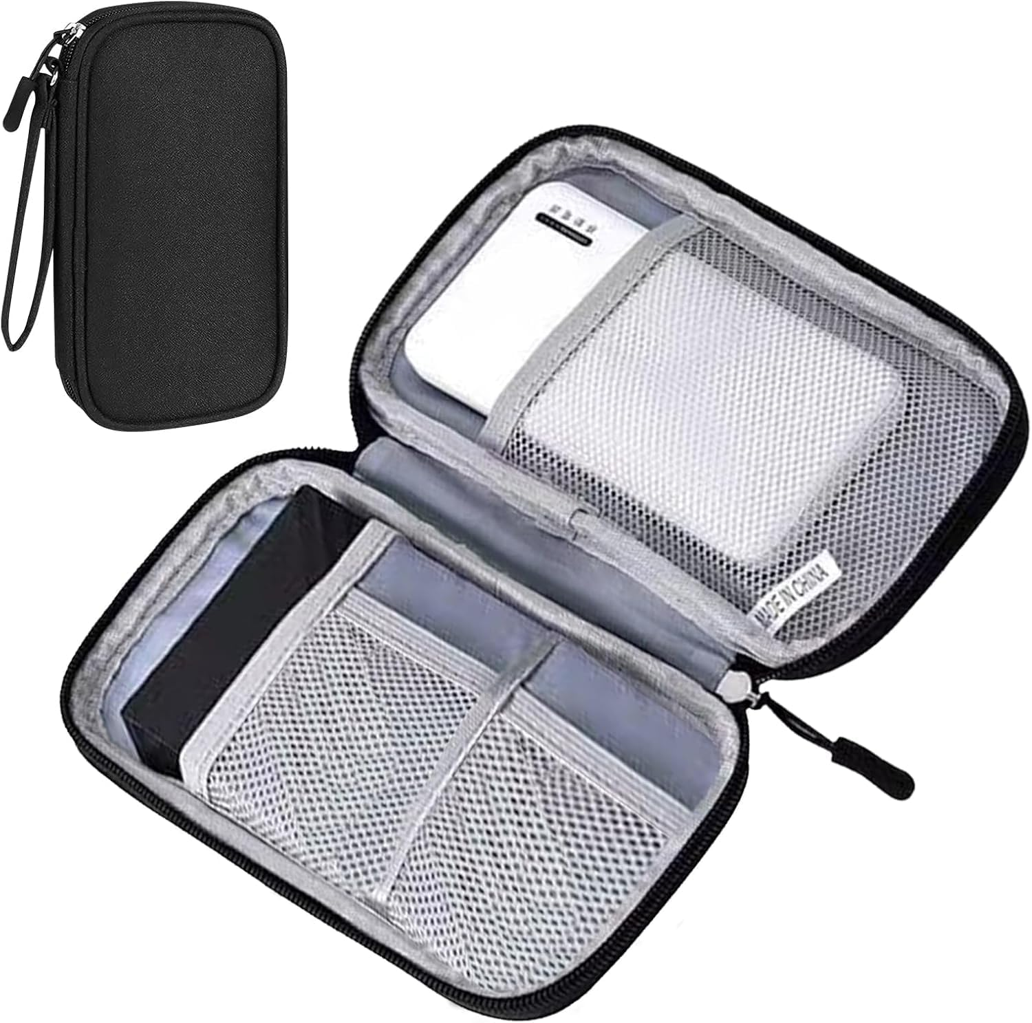 Tech Pouch & Electronics Travel Organiser, Compact Electronics Storage Bag for Phone Power Bank Cables and SD Cards, Travel Essentials and Cable Organiser - 1 Piece, Black Small image number 4