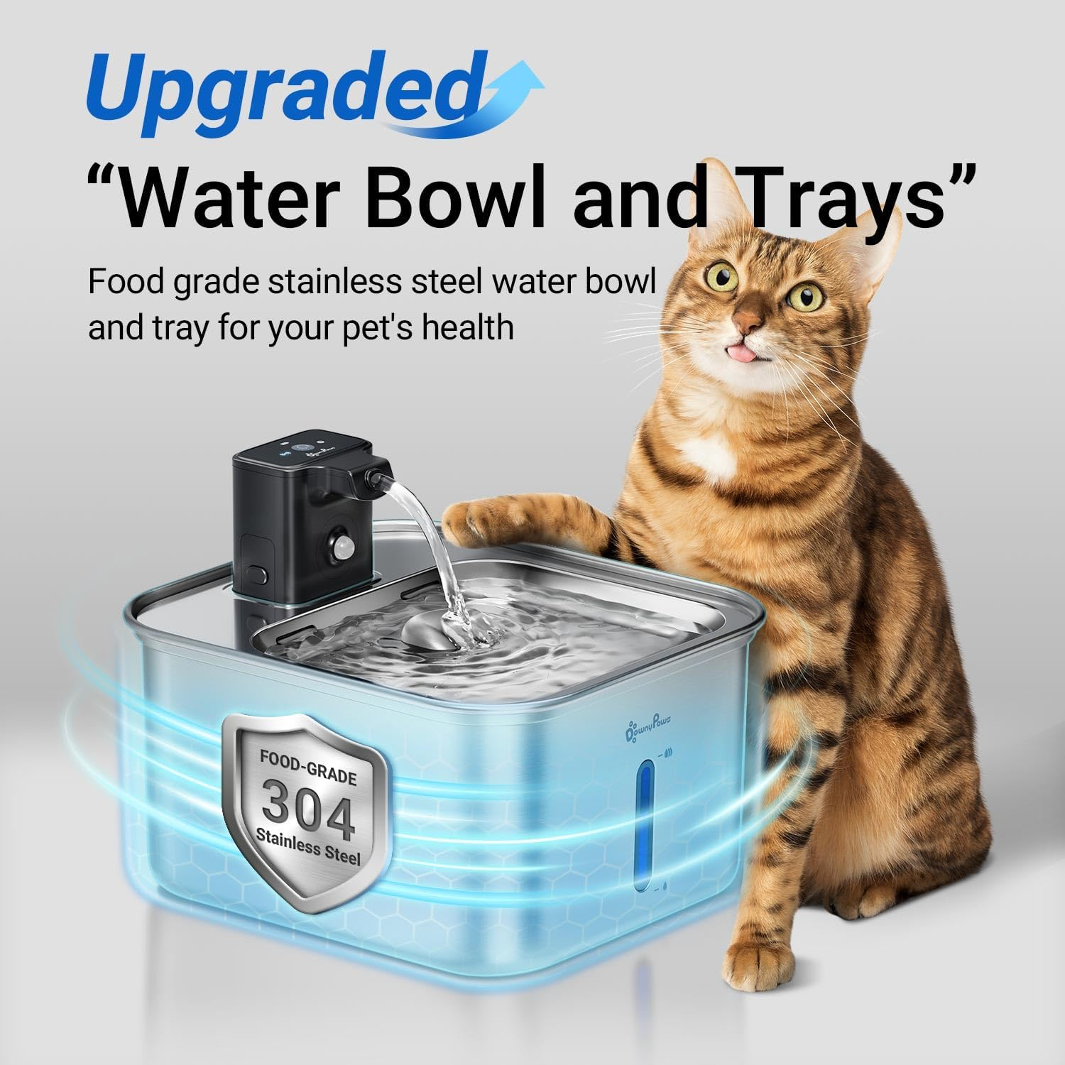 Downypaws Cat Fountain Stainless Steel Wireless Drinking Fountain for Cats Stainless Steel with Motion Sensor and Battery Operated with 6 Filters image number 5