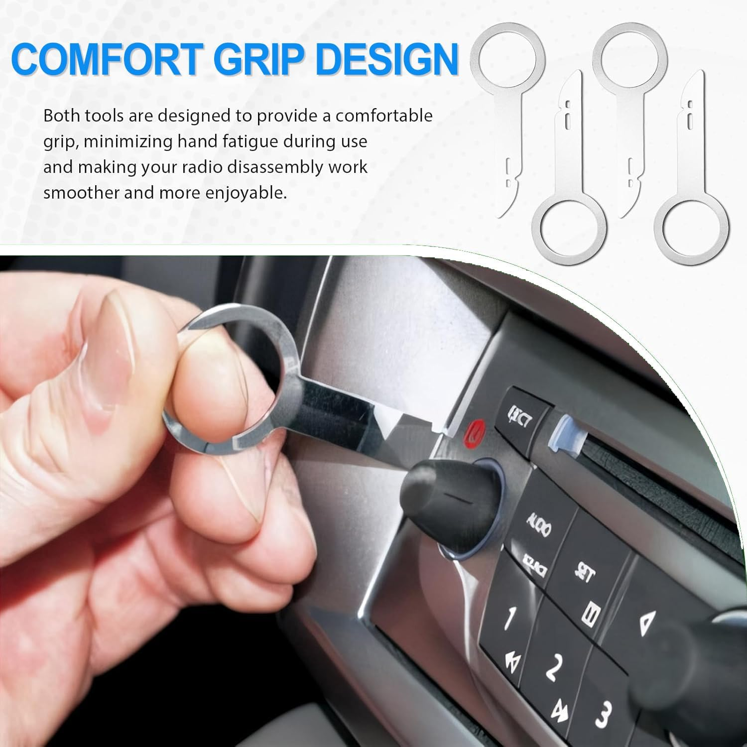 Wzenclave 4Pcs Car CD Radio Removal Tools Release Keys Stereo Extraction Kit Stereo Extraction Tool Pin Easy to Hold Stainless Steel Car CD DVD Host Key Removal Tool Compatible with Becker JVC image number 6