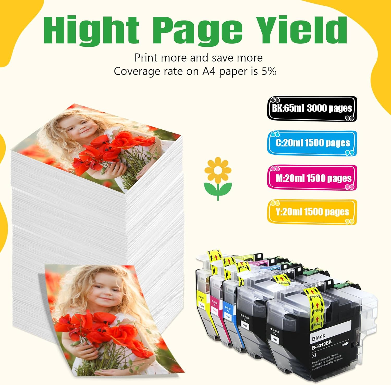 Artitech LC3319 Ink Cartridges Compatible for Brother 3319 Replacement for Brother MFC-J5330DW MFC-J5730DW MFC-J6530DW MFC-J6730DW MFC-J6930DW Printer (2B 1C 1M 1Y) image number 1