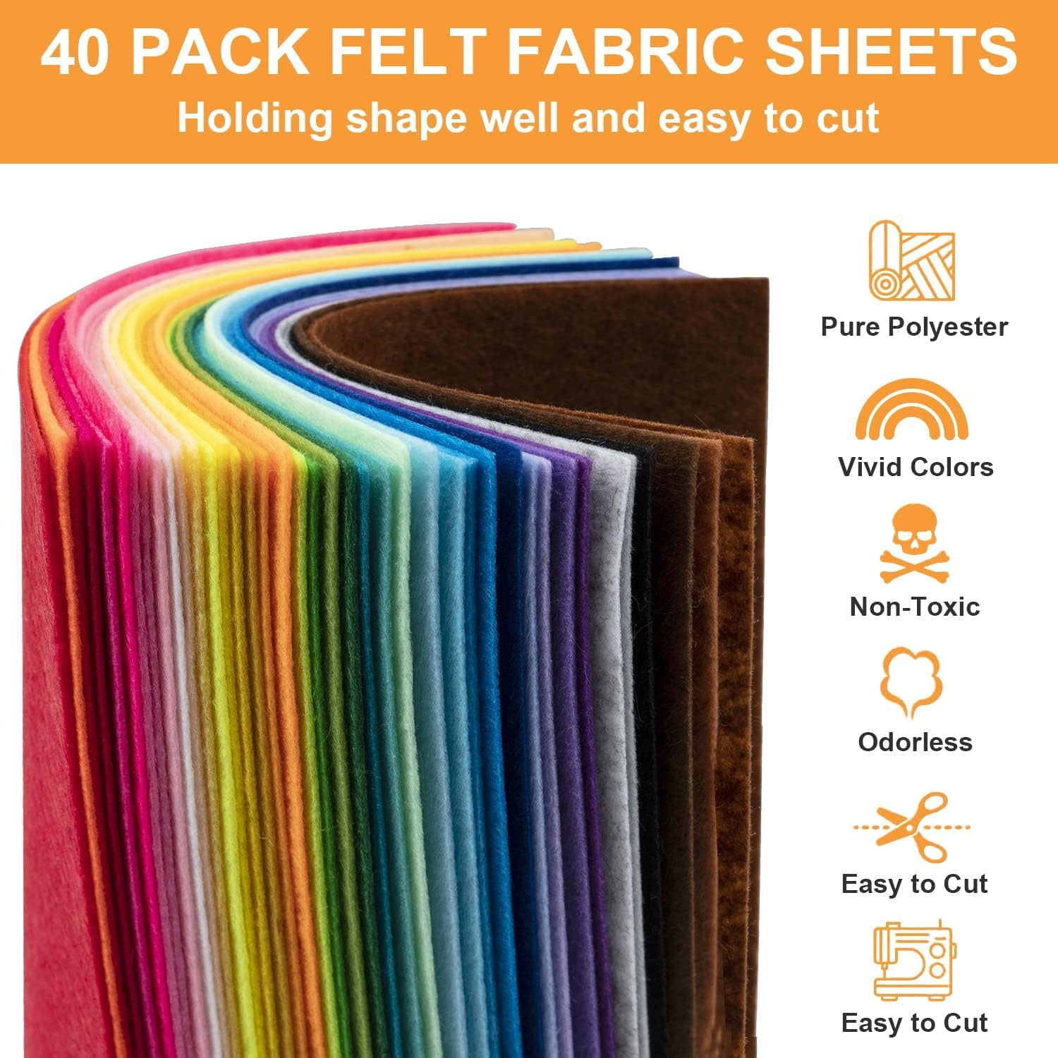 BIGCOW (20X30Cm) Felt Fabric Sheets, 40 Pieces, Assorted Colours, 1Mm Thick Suitable for Various DIY Crafts
