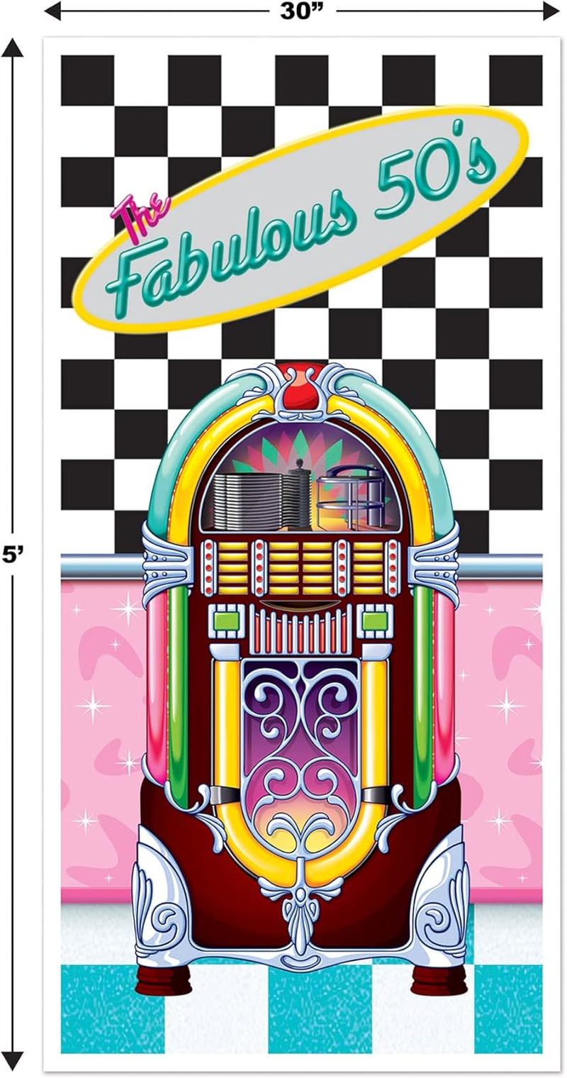 Beistle S57088AZ2 the Fabulous 50'S Door Covers 2 Piece, Multicolored image number 3