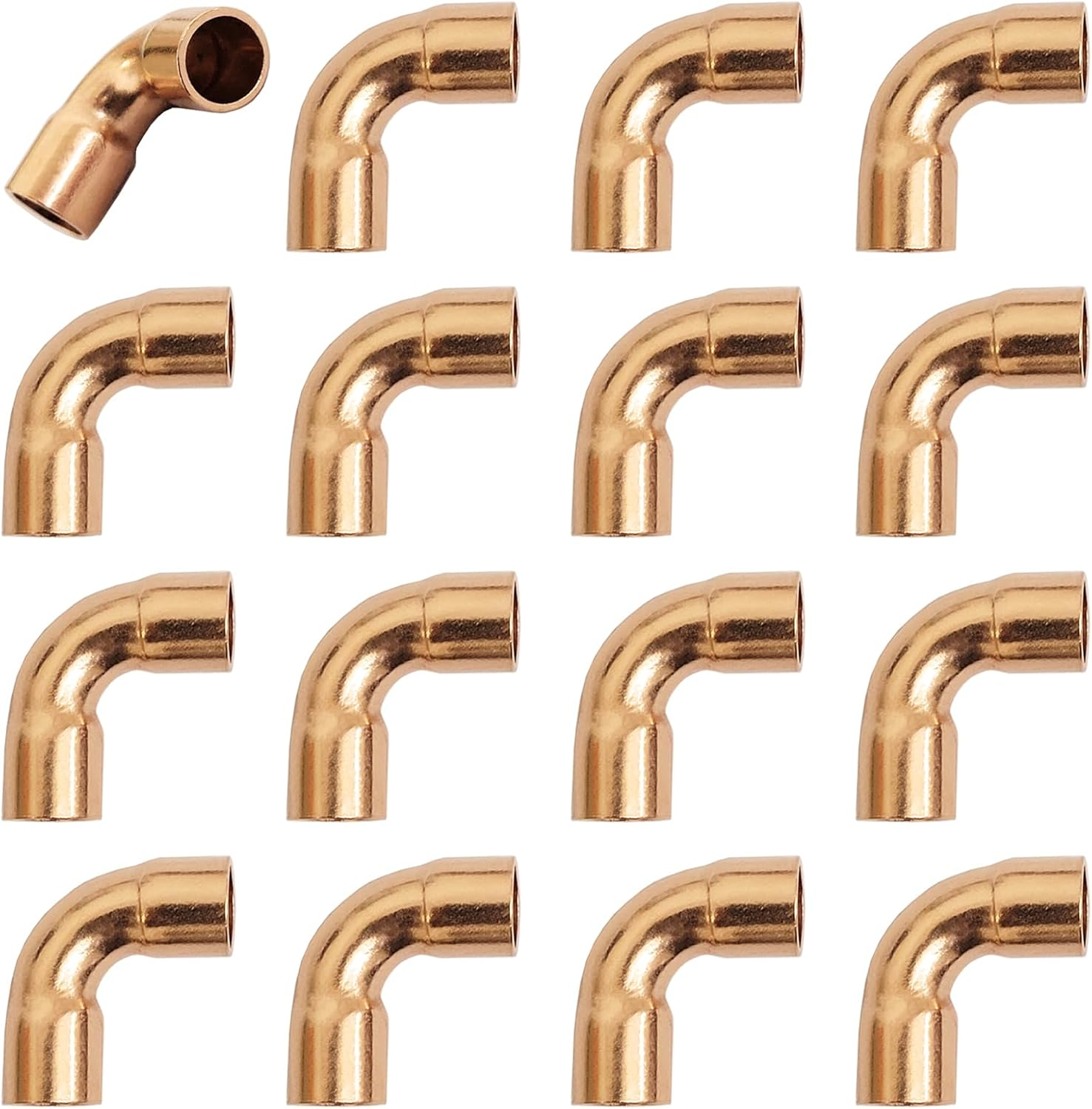 16 Packs 90 Degrees Elbow Copper Pipe Fitting Brazing Connection for HVAC Cooling Equipment (1/2 Inch) image number 6