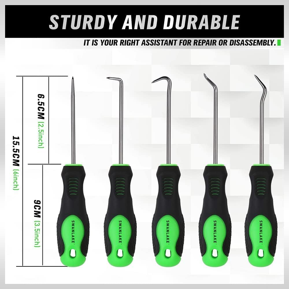 SWANLAKE 10-Piece Pick and Hook Set, Automotive Pick Tool for Car Oil Seal, O-Ring Seal, Gasket Removal Pick Mini Hooks Puller Remover image number 3