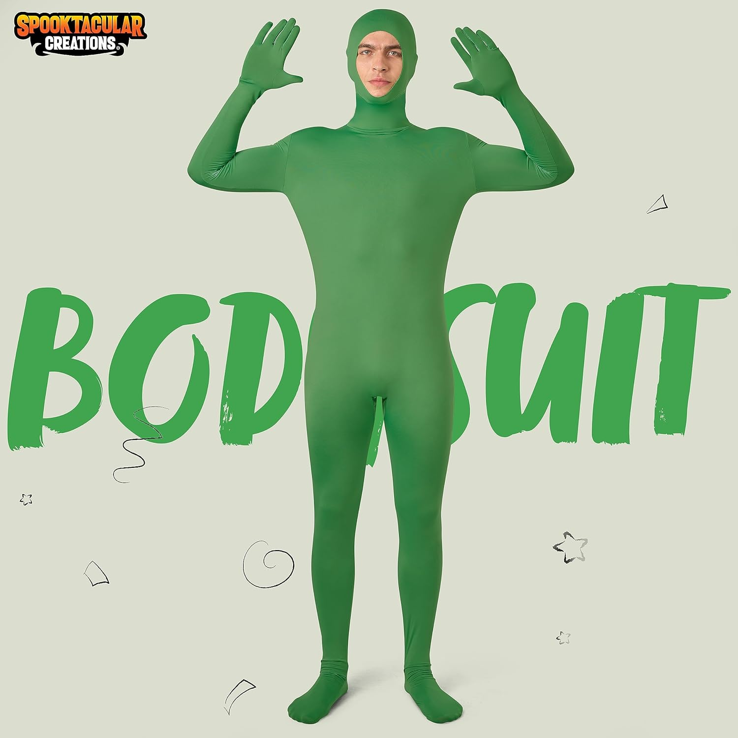 Spooktacular Creations Mens Halloween Costume Open Face Bodysuit Jumpsuit, Zentai Costume Bodysuit for Halloween Party image number 1