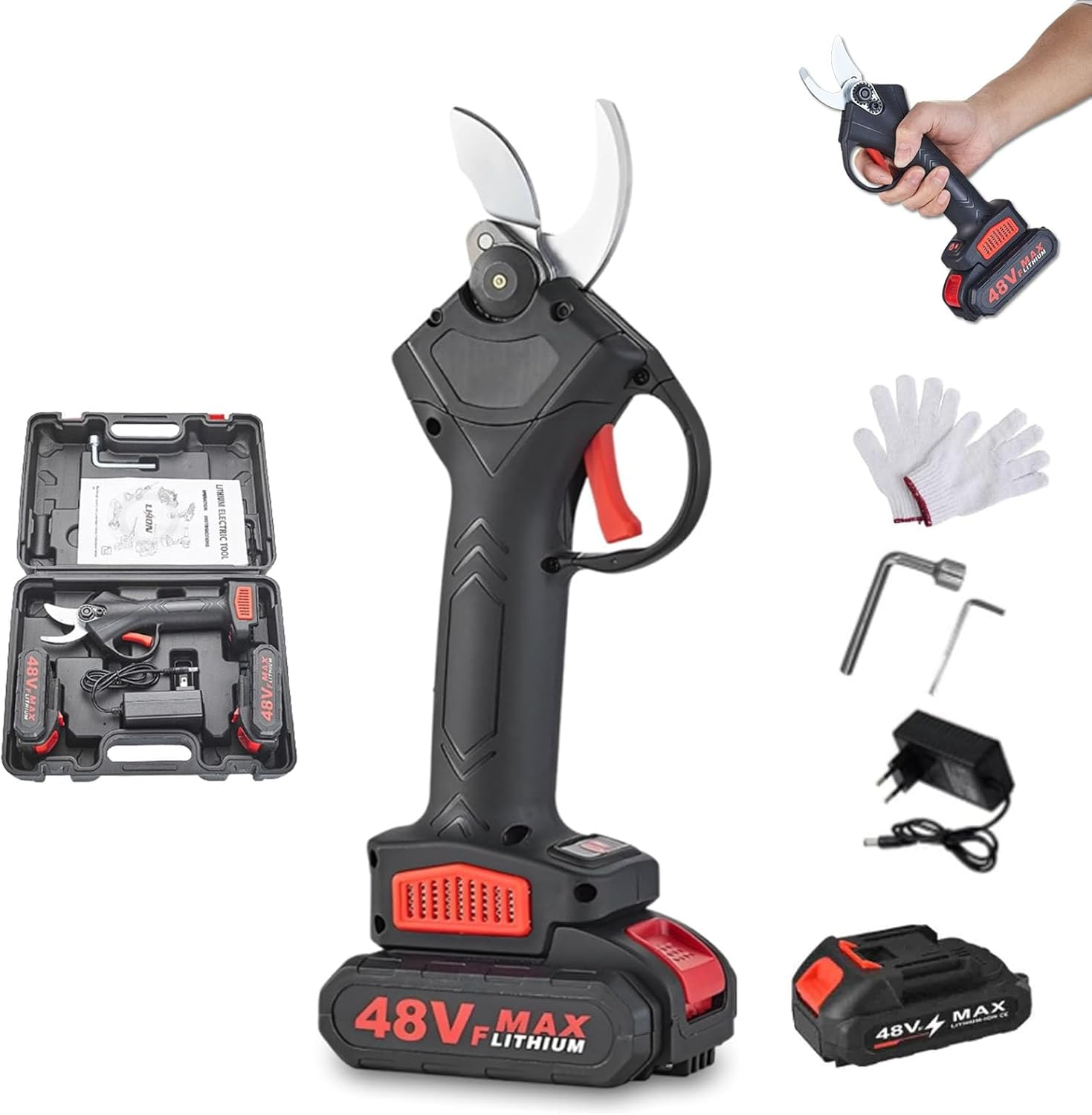 Tacsaw Power Shears,2025 Upgraded Electric Pruning Shears for Gardening,1.2" Cutting Diameter Cordless Pruner for Gardening, through Every Cut with Ease,For Trees,Shrubs & Landscaping (1 * Battery)