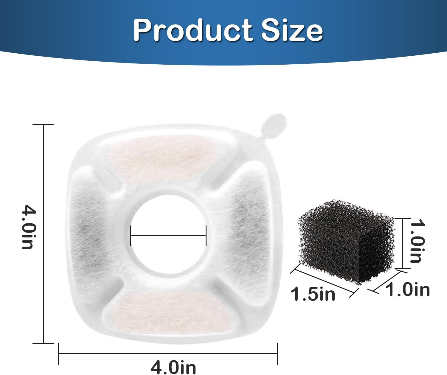 Opeth Cat Water Fountain Filter,Cat Fountain Filter Replacement Filters Compatible with Veken 95Oz/2.8L Pet Fountain,Contains 16 Pet Fountain Filters Replacement and 16 Sponges image number 1