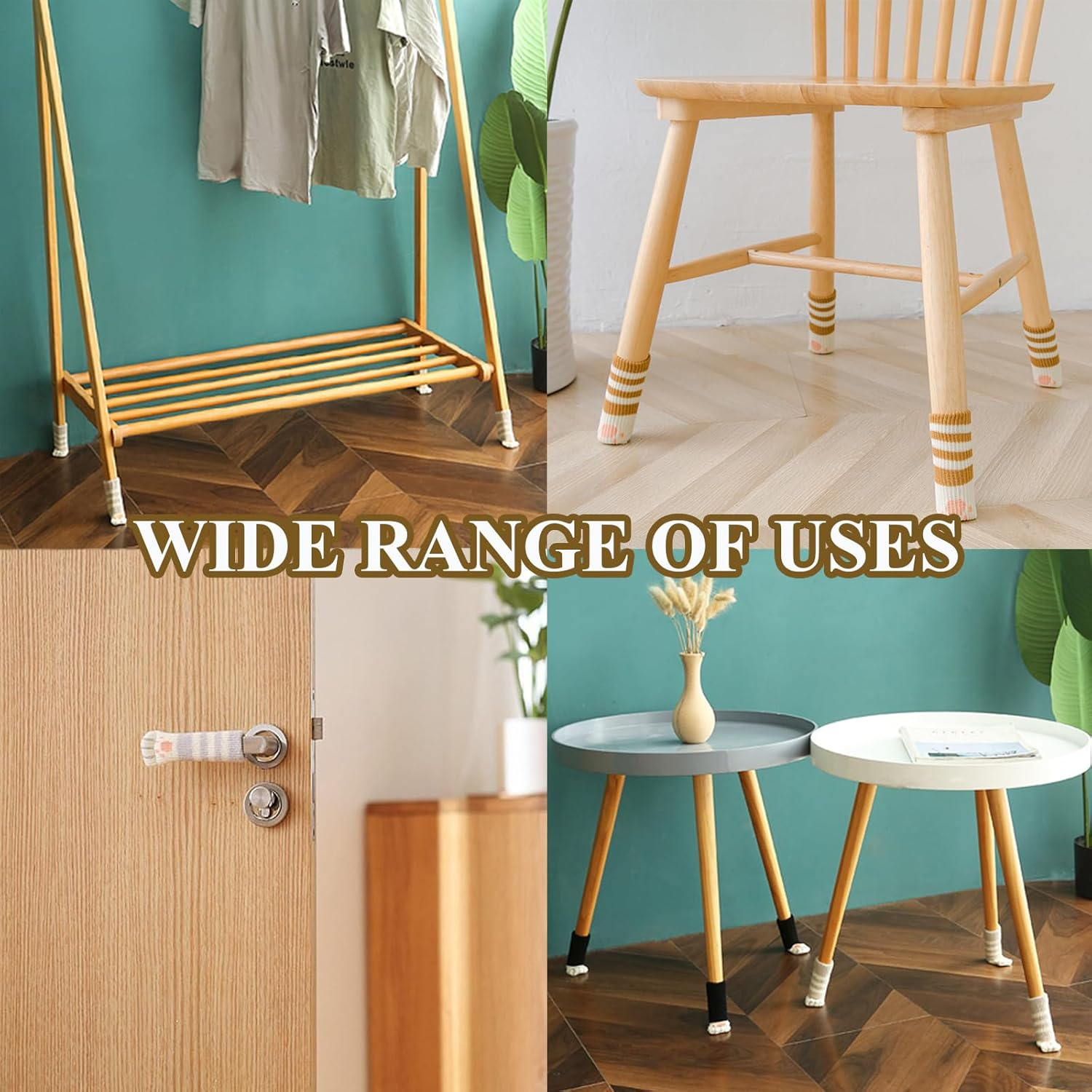 KASESSS 24Pieces Knitted Chair Socks, High Elastic Chair Leg Floor Protectors, Anti-Noise Chair Leg Feet Socks, Cute Cat Table Leg Floor Protectors, Chair Leg Covers Fit Square round Table Chair Leg image number 2