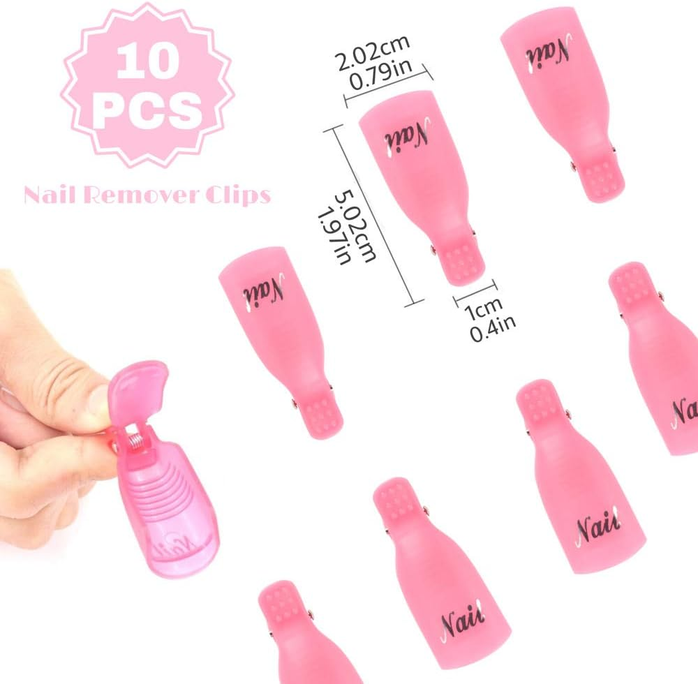 Hanyousheng Acrylic Gel Polish Clips, Nail Clip Nail Art Gel Polish Remover Plastic, 10 PCS, Pink image number 5