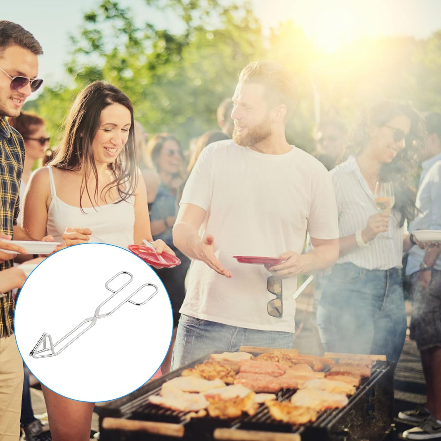 Stainless Steel Barbeque Clamp 25Cm, Cooking Scissor Tongs, Stainless Steel Wire Tong, Kitchen Scissor Tongs, for Cooking Barbecue Stainless Steel Grill Tongs image number 2