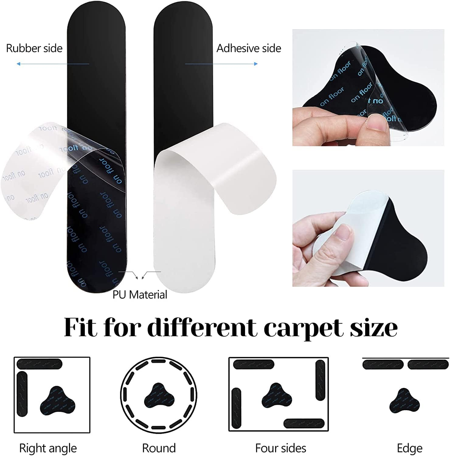 UCINNOVATE 17X Rug Gripper, Non-Slip Rug Pads, Rug Gripper for Hardwood Floor, Carpet Gripper for Area Rugs, Double Sided and Reusable anti Curling Rug Gripper, Strong Stickiness and Easy to Remove image number 5