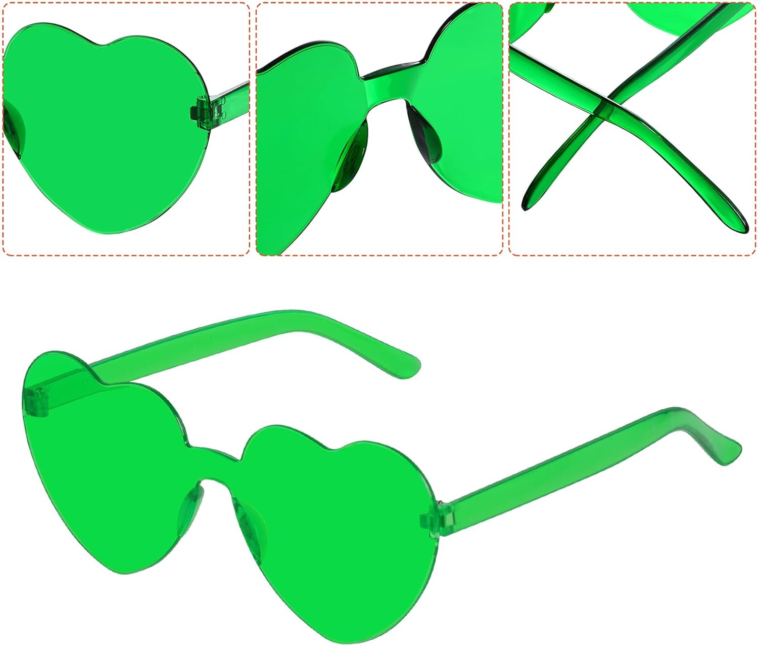 OJIOUI 12 Pairs Heart Shape Sunglasses, Party Glasses Costume Eyewear for Unisex Party Prop Favors Supplies - Solid Color image number 5