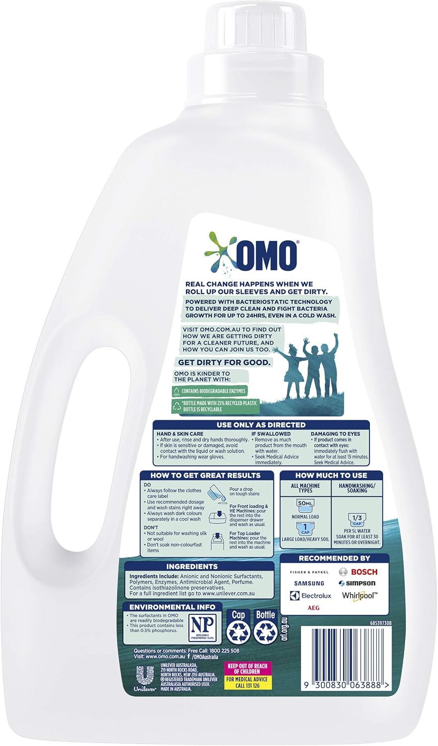 Omo Laundry Liquid Bacteria Defence, Fights Bacteria Growth, 2L image number 1