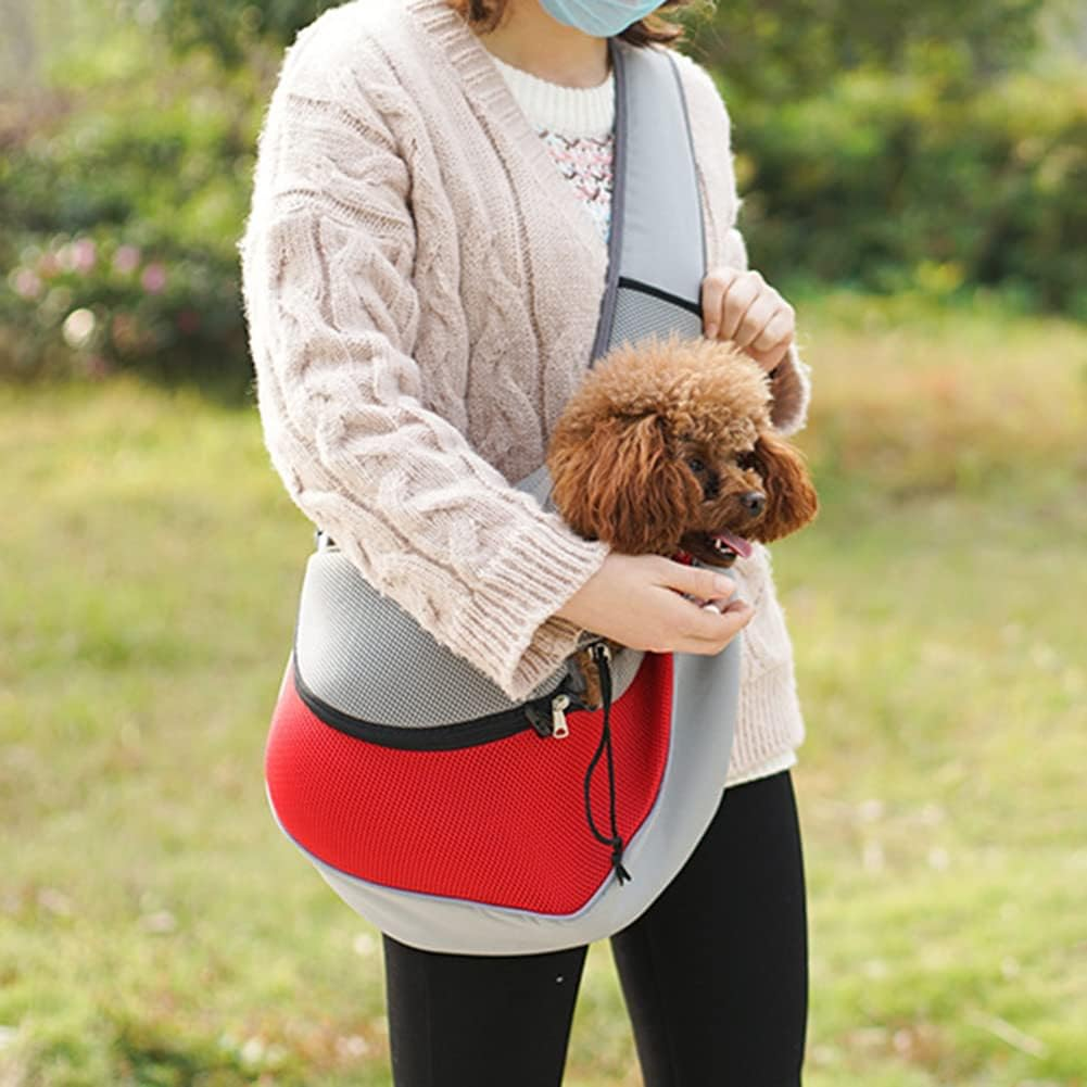 Versatile Red Mesh Pet Carrier Sling Backpack Portable Outdoor Dog & Cat Travel Bag Ideal for Small Pets, Pet Outdoor Bag, Dog Carrier, Pet Sling Backpack for Active Owners image number 4