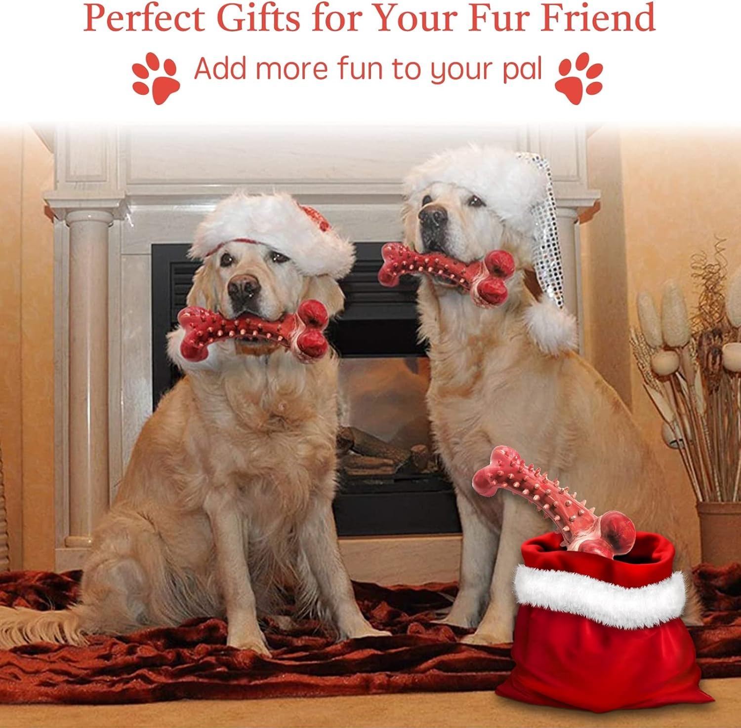 Dog Chew Toys, Dog Toys for Aggressive Chewers, Durable and Tough Dog Dental Chew Toys for Large Medium Dogs, Interactive Dog Toys with Rubber, Dog Teeth Cleaning Toy, Beef Flavor, Red image number 2