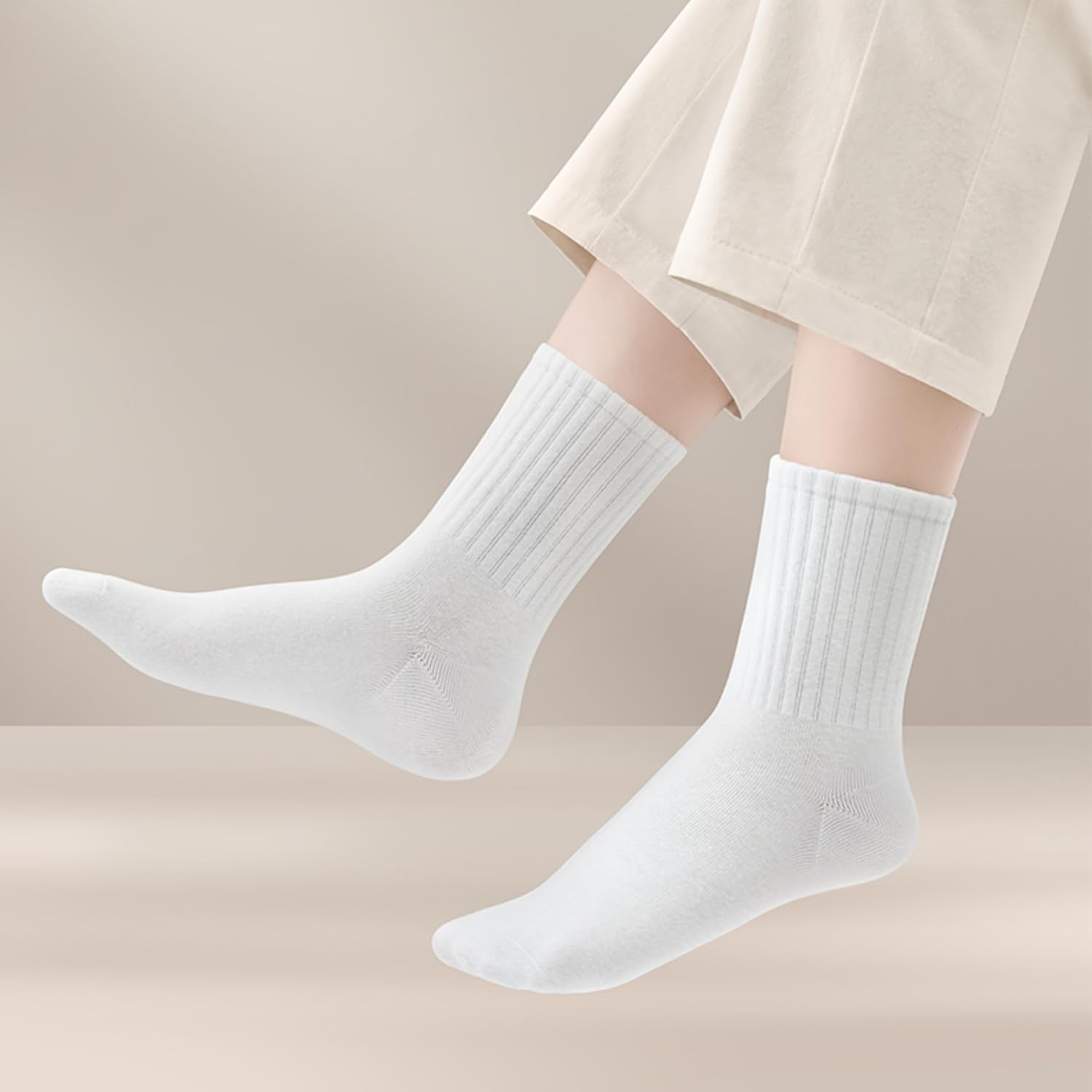 20 Pairs of Disposable Socks, Breathable Cotton Socks, Portable Compressed Design for Travel & Daily Wear (Men & Women) image number 5