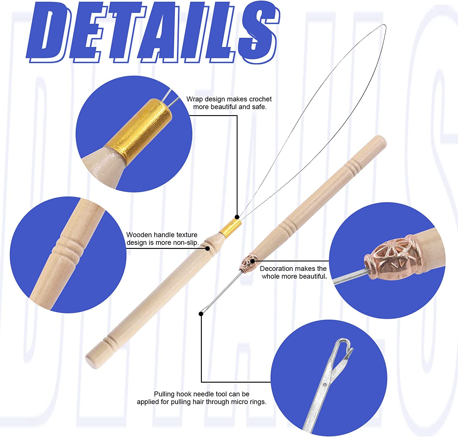 Glarks 574Pcs Hair Extension Tools Kit Including 4 Colors Micro Ring Links Beads, Micro Beads Plier, Hook Needle Pulling Loop, Hair Extension Plier, Duckbill Hair Clips, Combs, Mini Rubber Bands image number 5