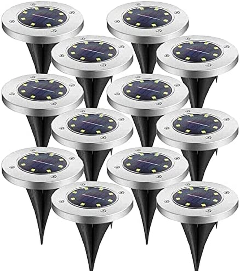 4/8/12 Solar Powered LED Buried Inground Recessed Light Garden Outdoor Deck Path (8X)