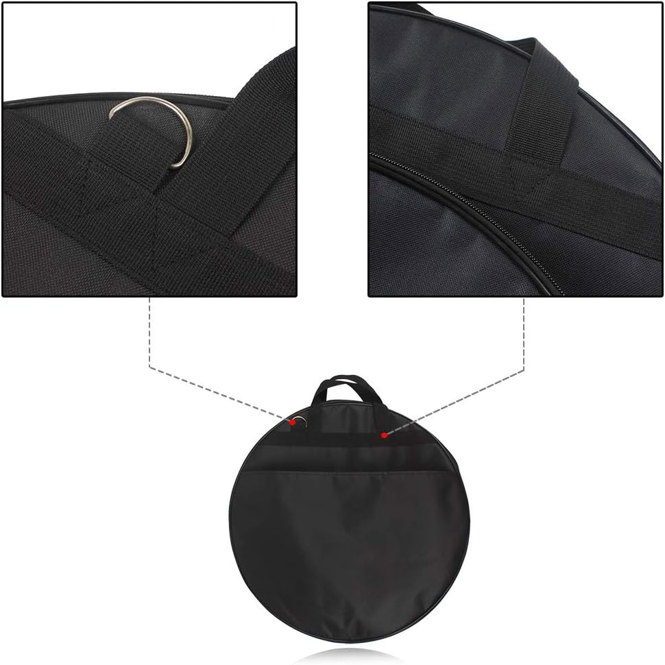 21-Inch Three Pockets Cymbal Bag - Cymbal Case Backpack Case Holder Pouch Percussion Three Pockets with Removable Divider Shoulder Strap