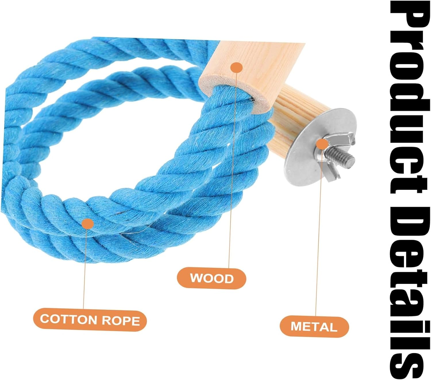 1Pcs Wezxrauo Natural Rope Perch Swing for Birds - Durable Chewable Climbing Toy with Fixed Design, Ideal for Small Parrots Lovebirds Finches Canaries Budgies Cockatiels Cage Accessories image number 3