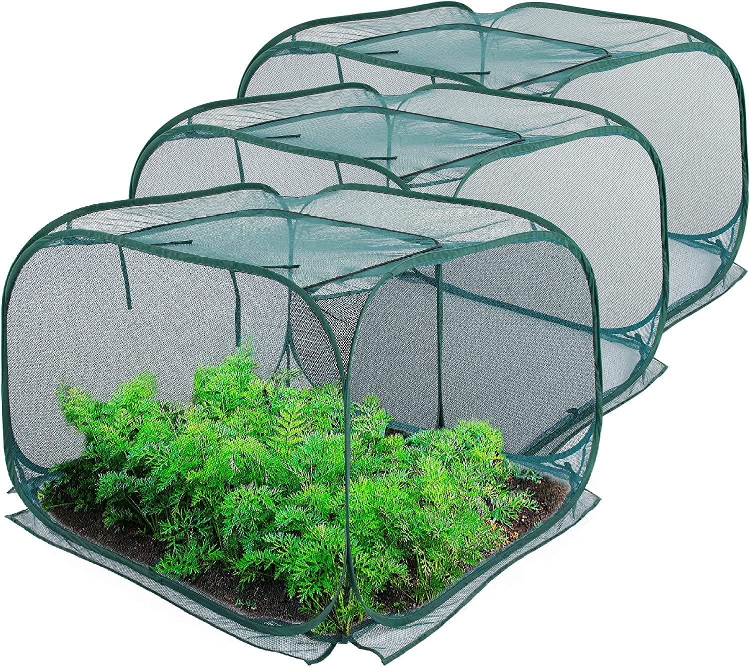 ANC POP 3 Pack Pop up Mesh Plant Cover, Plant Protector for Raised Garden & Flower Bed, Net Cage Plant Guard for Fruits, Vegetables, Seedlings and Herbs, 8 Ground Stakes for Fixing. image number 3