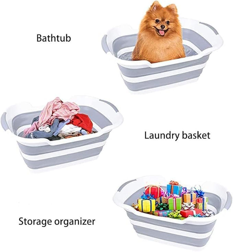 Multi-Functional Collapsible Dog Bathtub with Drainage Hole, Portable Foldable Small Pets Bathtub, Washing Tub Bathing Tub for Puppy Small Dogs Cats (Gray) image number 4