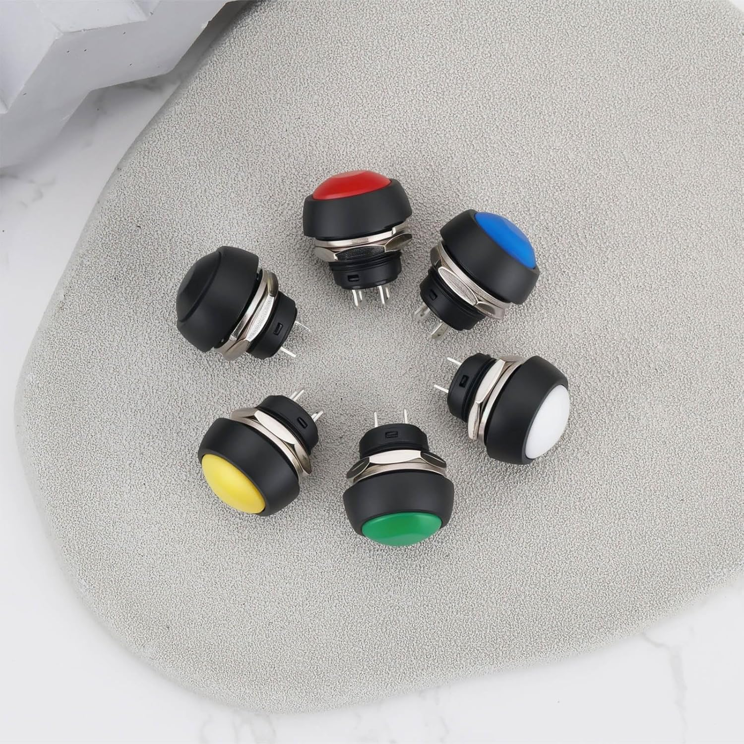 Emsea 12Pcs 12Mm round Push Button Momentary Switch 1A 250VAC Push Switch for Electrical Wiring Electronics