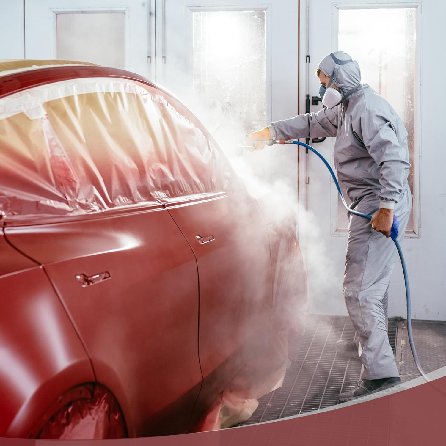 X AUTOHAUX 1 Pcs for Wall Covering Frames Cars Auto Body Paint Supplies Pre-Taped Masking Film Plastic Cover 1000X240Cm / 32.81Ftx94.49" White Orange PE Film image number 5