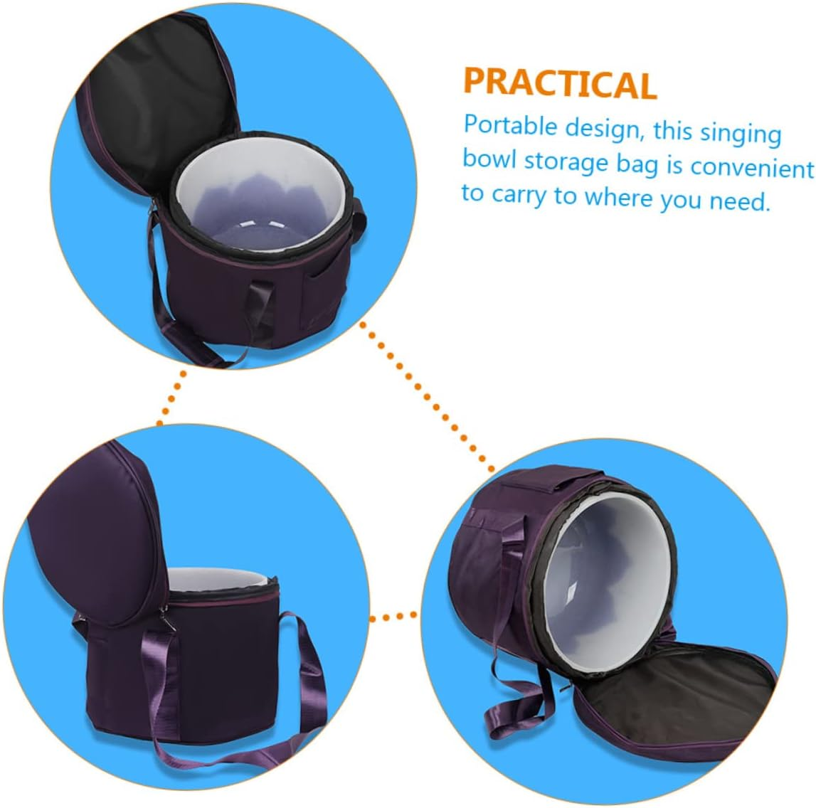 TOGEVAL Portable Crystal Singing Bowl Bag with Inner Liner 12 Inch Bowl Storage Case for Meditation and Sound Healing image number 1