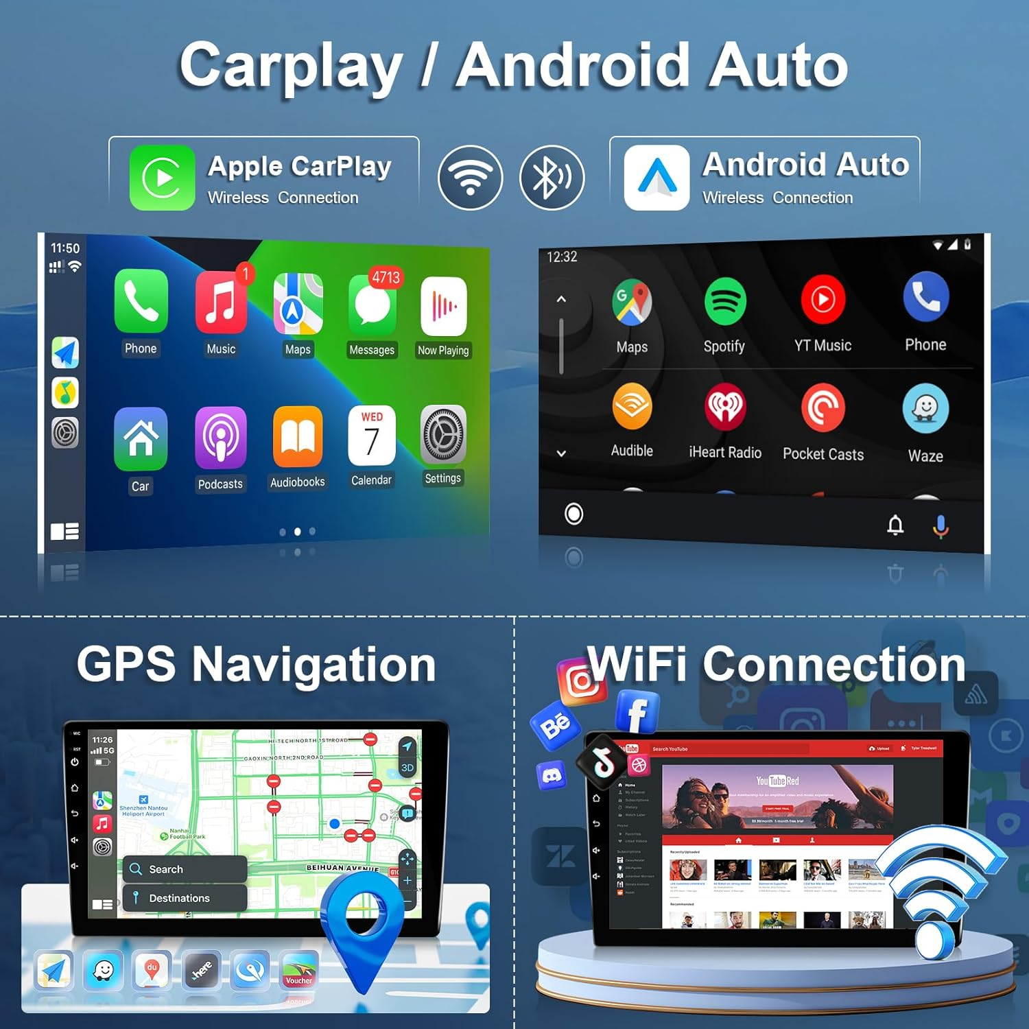 Car Radio for Mazda 3 2009 2010 2011 2012 2013 with Wireless Carplay Android Auto,9 Inch Touch Screen, Bluetooth,Gps,Wifi,Swc,Backup Camera