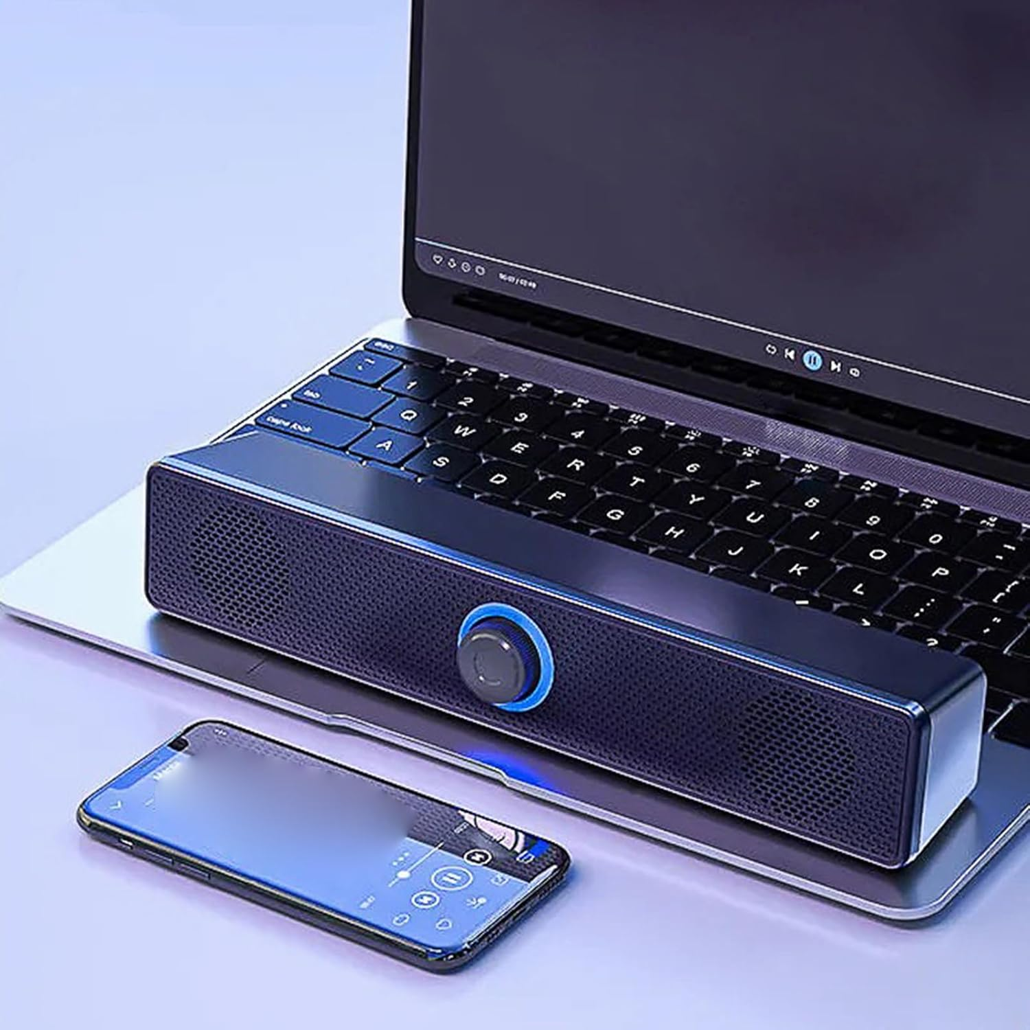 Home Audio Sound Bars - Computer Soundbar Speakers | Volume Boost Deep Bass Wireless Sound System for Computer Tv Desktop Game Projector Laptop image number 5