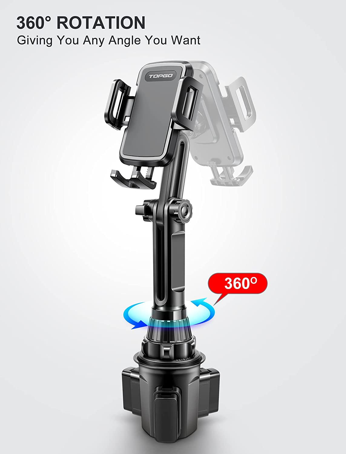 Car-Cup-Holder-Phone-Mount Adjustable Long Pole Automobile Cup Holder Smart Phone Cradle Car Mount for Iphone 11 Pro/Xr/Xs Max/X/8/7 Plus/6S/Samsung S10 /Note 9/S8 Plus/S7 Edge image number 6