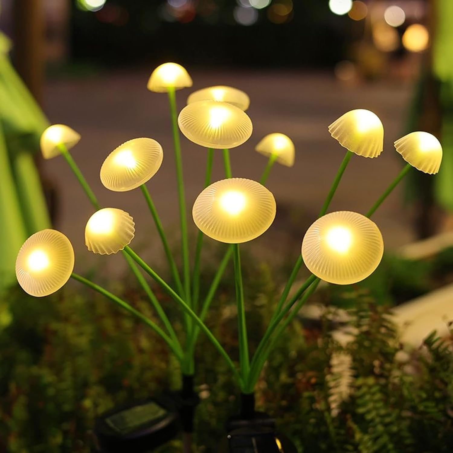 Solar Mushroom Garden Lights &ndash; Waterproof Outdoor LED Jellyfish Firefly Lights for Yard, Patio, Pathway, Lawn, Landscape, Porch (2Pack Warm)