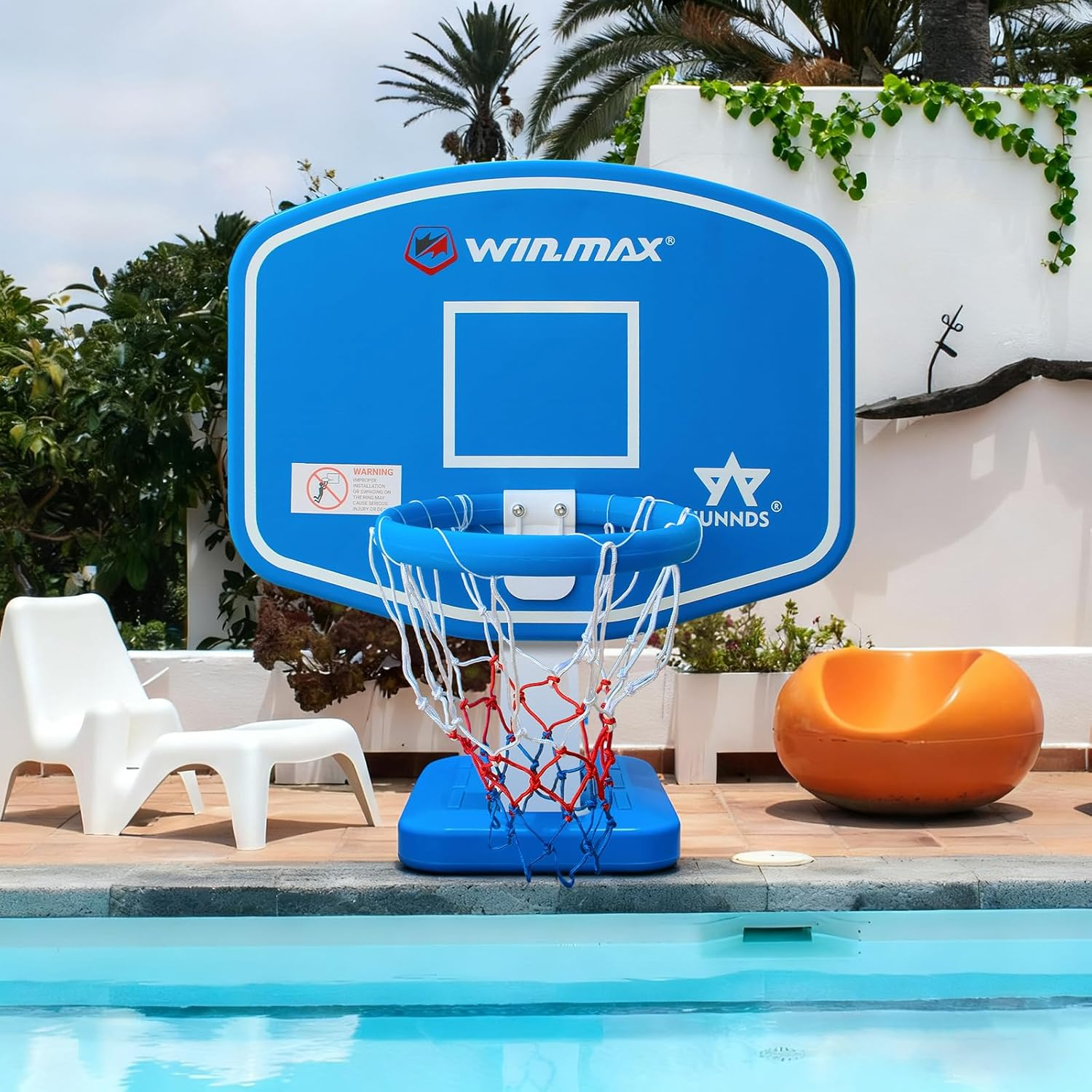 Win.Max Sports Pool Basketball Hoop, 33 Inch Waterproof Swimming Pool Basketball Hoop,Portable Poolside Basketball Goal System for Kids Adults, with 2 Balls and Air Pump