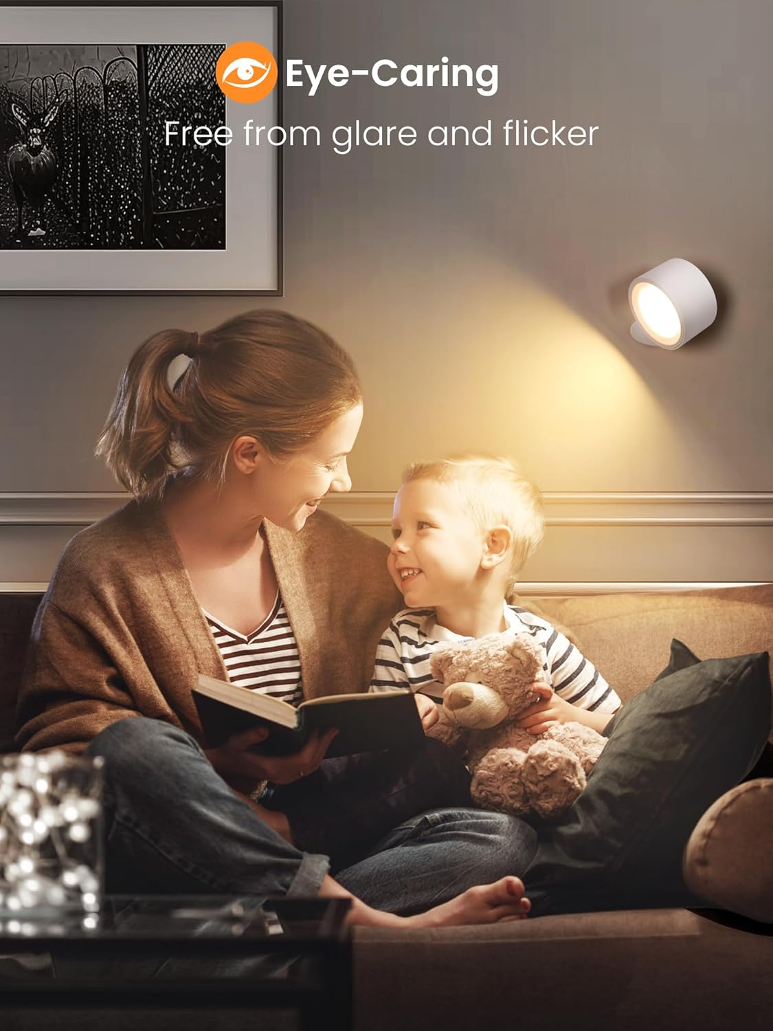 LED Wall Lights Battery Powered, 3 Color Temperatures and Dimmable, Wall Light Rechargeable Lamp 360&deg; Rotation Magnetic Cordless Picture Lights for Bedroom - 2 Pack image number 5