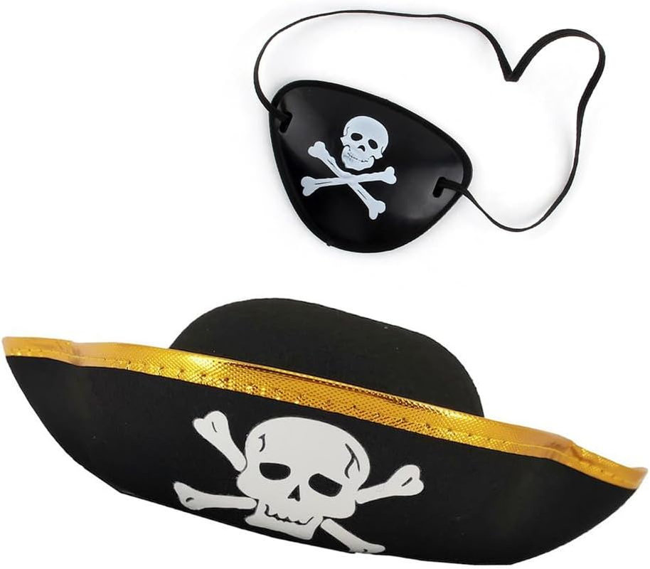 Pirate Hat Eye Patch,Costume Accessory for Pirate Masquerade Party, for Kids and Adults Captain Costume image number 5