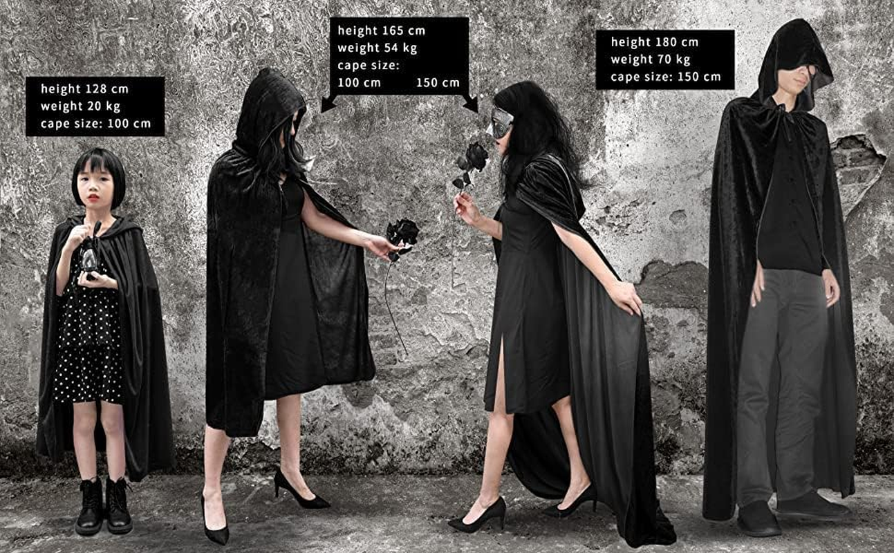 Ricjurzzty Unisex Hooded Cloak Full Long Velvet Cape for Halloween Cosplay Costumes image number 5
