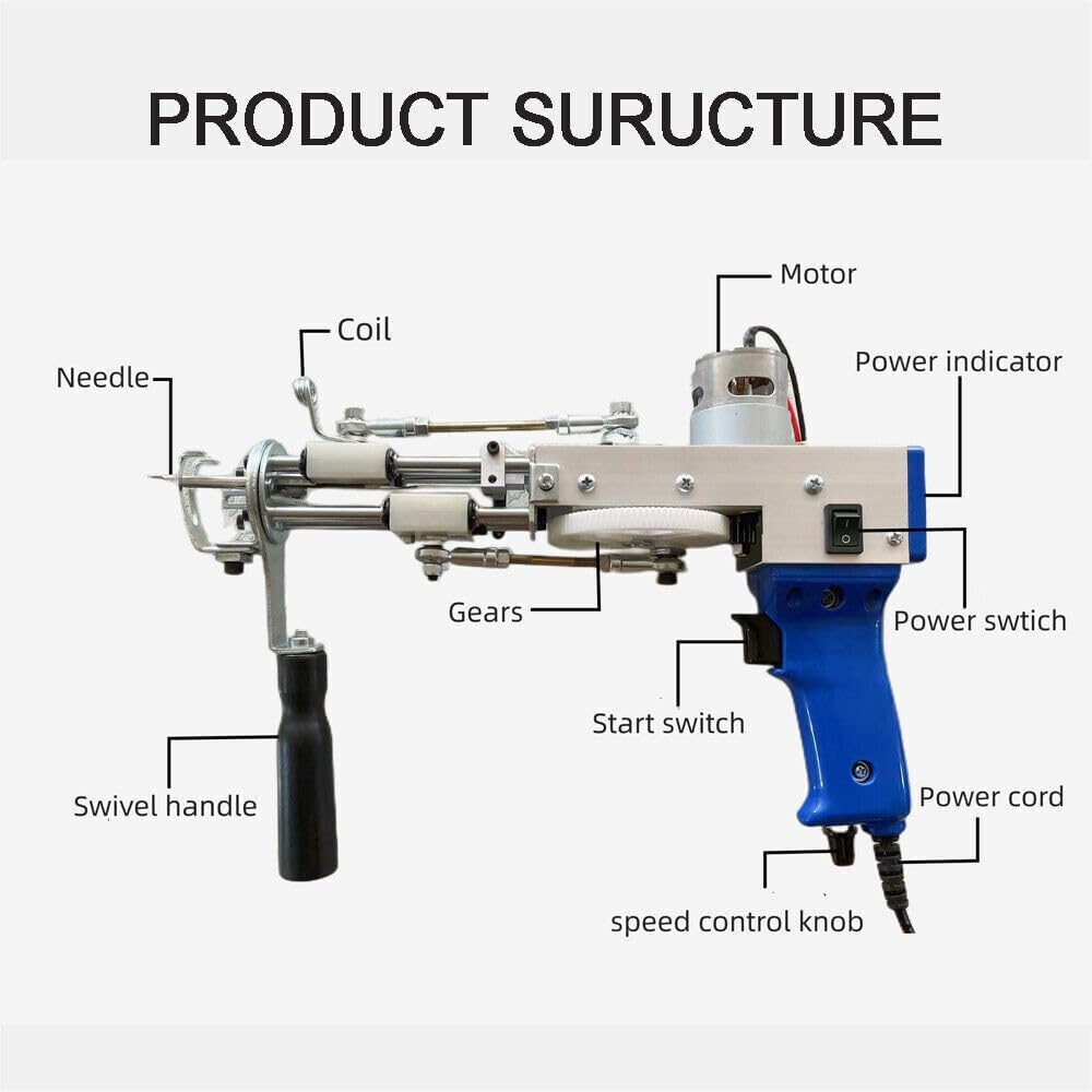 Electric 2IN1 Carpet Tufting Gun, 7-18 Mm Adjustable Cut Loop Pile Weaving Flocking Machine and 100-240V Rug Tufting Gun(Au Plug)