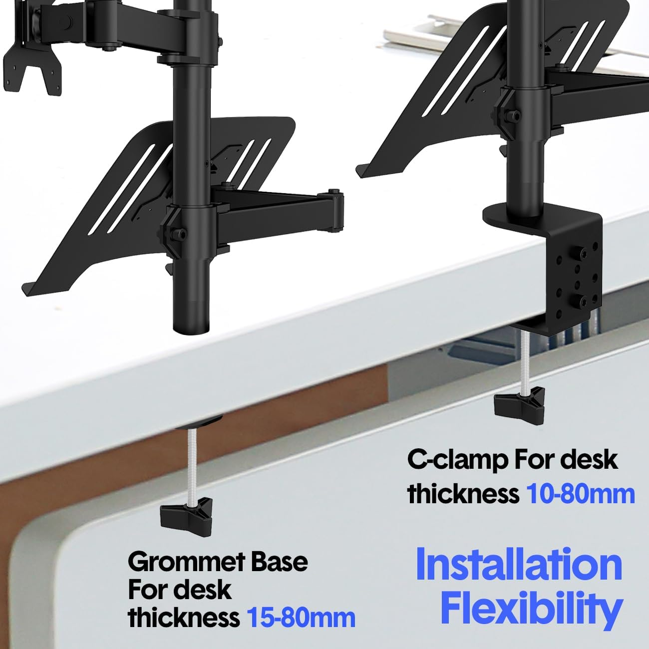 Monitor Stand with Laptop Holder - Height Adjustable Ergonomic Desk Mount for 13 to 32 Inch Screens & 12-17 Inch Laptops, Holds up to 8KG image number 3