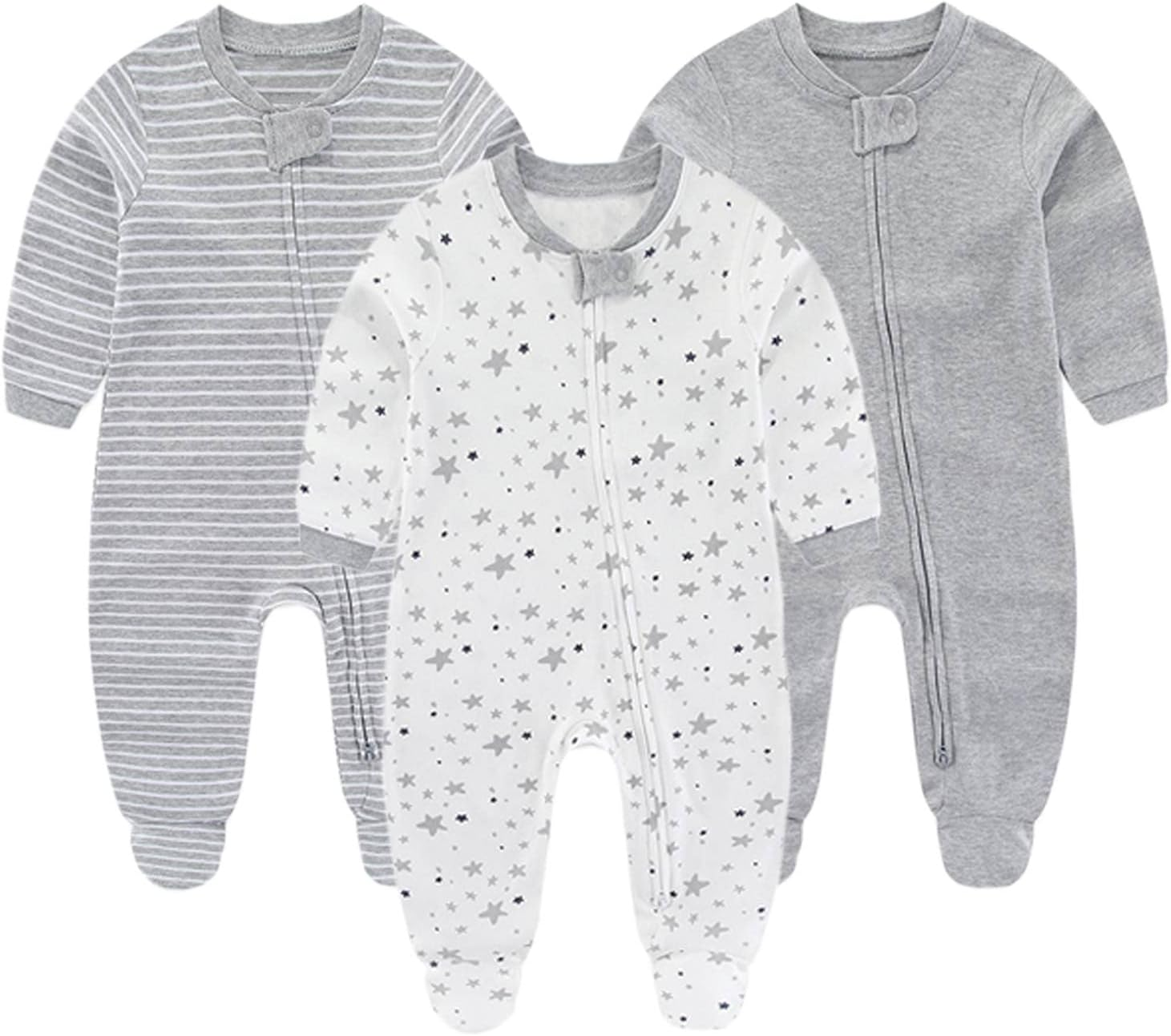 ZAV Solid Unisex Boys Girl Footed Jumpsuits Cotton Rompers Soft Infants Clothes Baby Shower Gifts