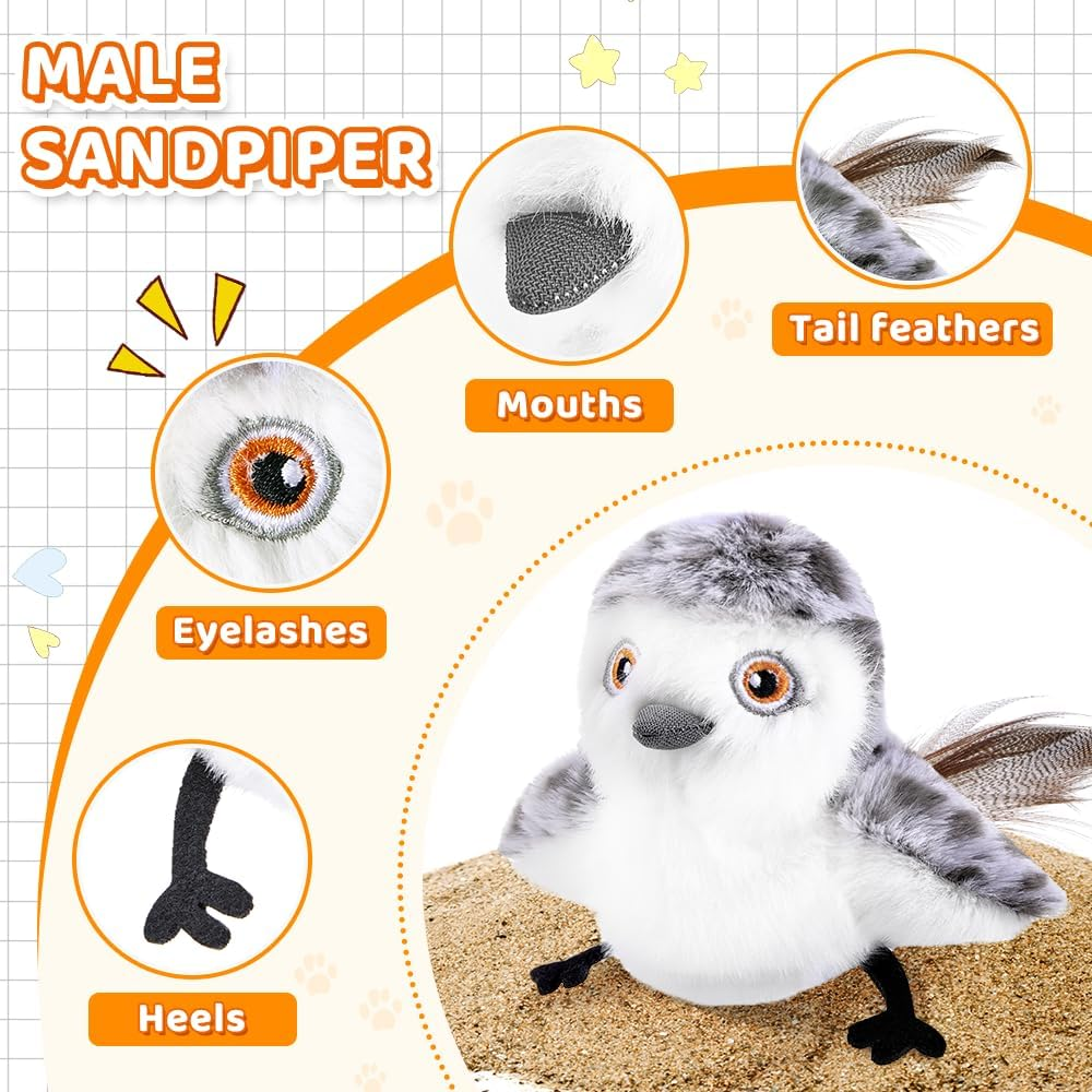 Slowton Cat Toys Rechargeable Interactive - Touch Activated Flapping Bird Catnip Toys with Lifelike Chirping - Plush Bird Toy Indoor Kitten Kitty Exercise