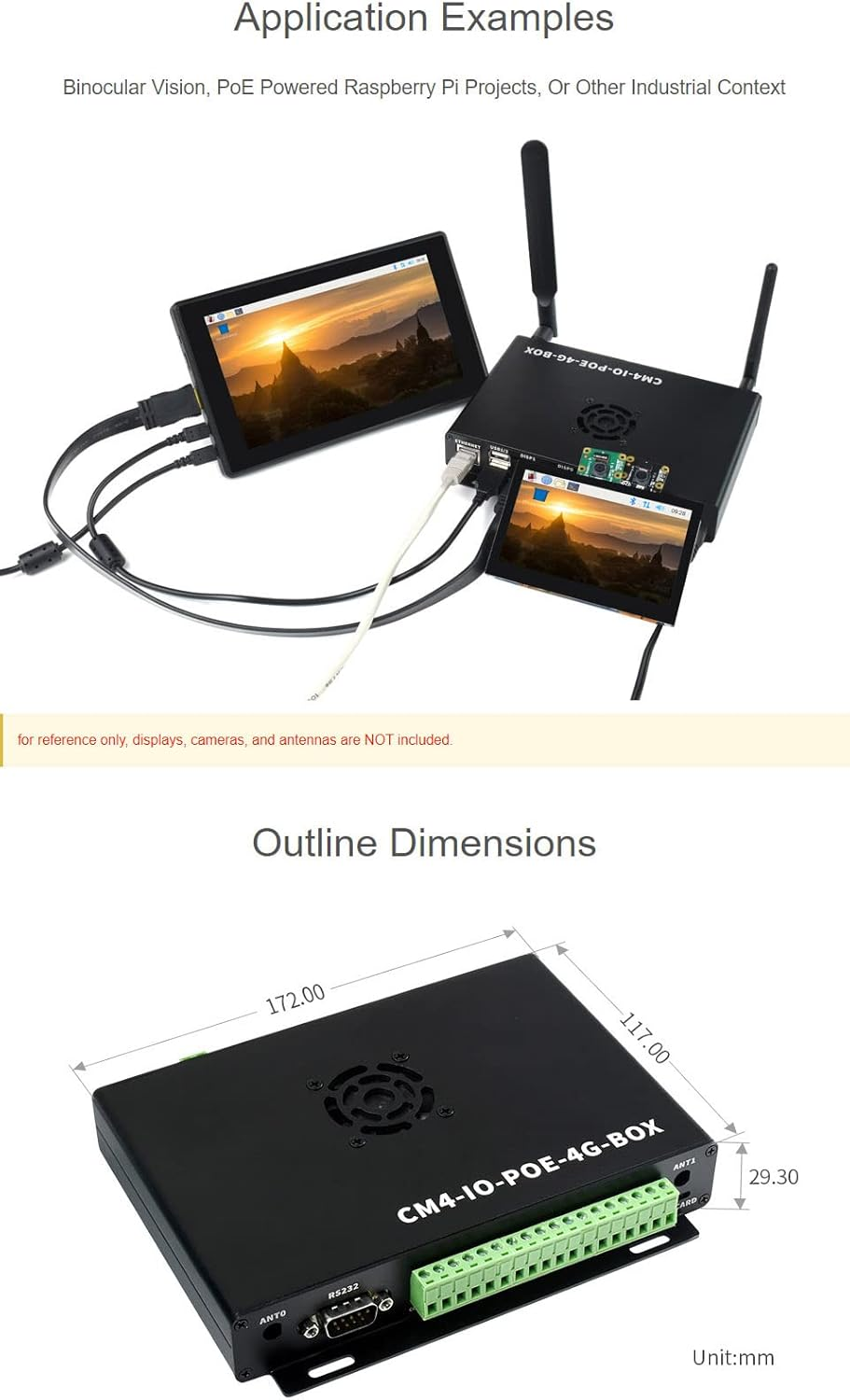 Waveshare Industrial Iot Mini-Computer Based on Raspberry Pi Compute Module 4 (Included) Waveshare CM4 Industrial Iot Board inside Poe 5G/4G Metal Case with Cooling Fan image number 3