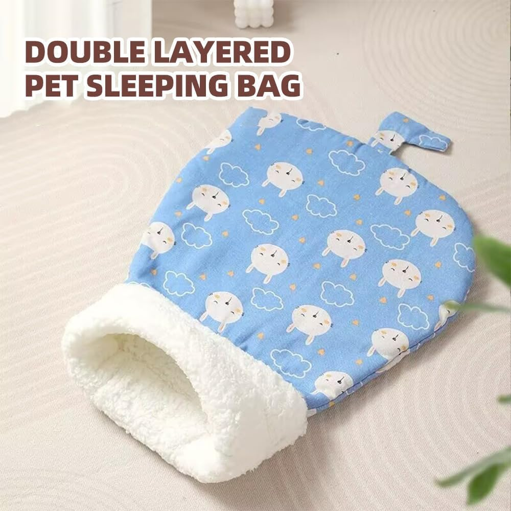 Soft Pet Cozy Warm Sleeping Bag for Cats, Cozy Cat Winter Sleeping Bag, 360-Degree Wrap Self-Warming Plush Puppy Sleeping Nest, Fluffy Tunnel, Pet Calming,Soft Plush Large Sac (Blue) image number 4