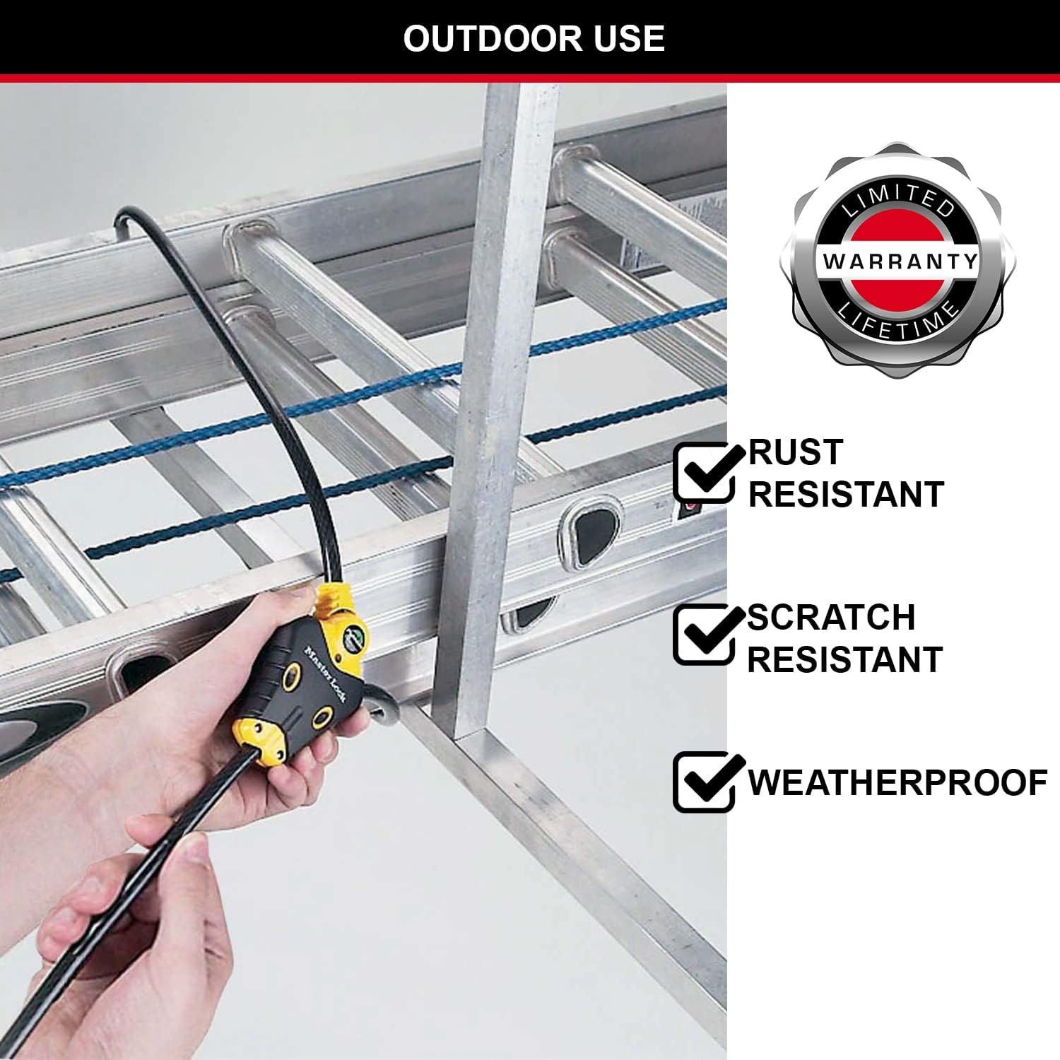 MASTER LOCK Security Cable with Key Lock [Adjustable Locking Cable from 30 Cm to 4.5 M] [Python] 8420EURD - Best Used to Secure Sports Equipment, Tools and Outdoor Furniture image number 5