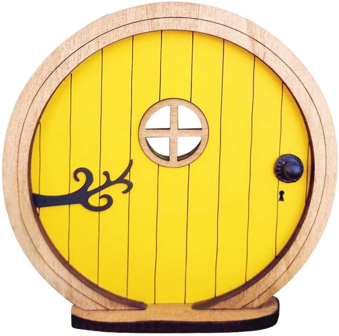 Enchanted Fairy Door for Gardens - Whimsical Miniature Elf Door Hand-Painted Outdoor Decor for Tree Trunks & Walls - Magical Fairy Tale Courtyard Accessories (Yellow)