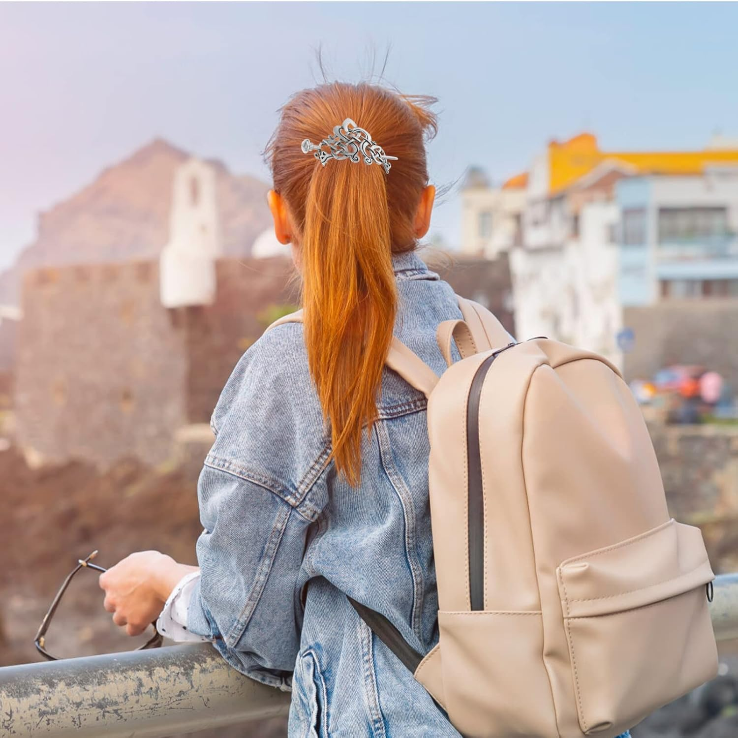 Minkissy Celtic Hair Clips Metal Viking Hair Pin Renaissance Accessories for Women Silver image number 4