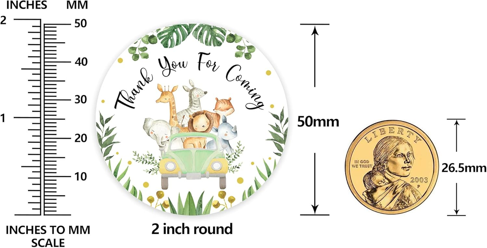 80 Jungle Safari Thank You Stickers, Baby Shower Thank You Stickers, Wild Animals Birthday Party Favor Label Decorations(2 Inch) image number 6