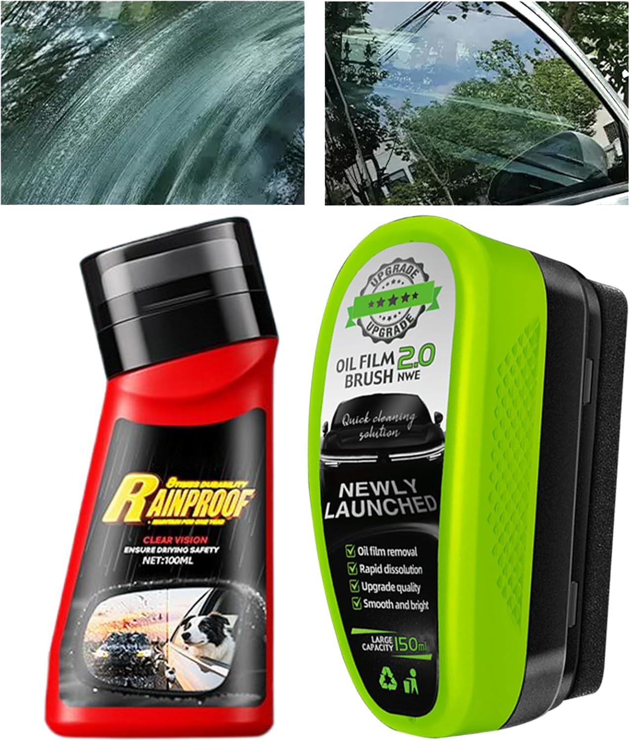 Weldphur Car Glass Oil Film Remover - Automotive Exterior Cleaner | Hydrophobic Windshield Cleaning Brush for Truck SUV Sedan Window Morning Rainy Driving Foggy Weather Winter image number 4